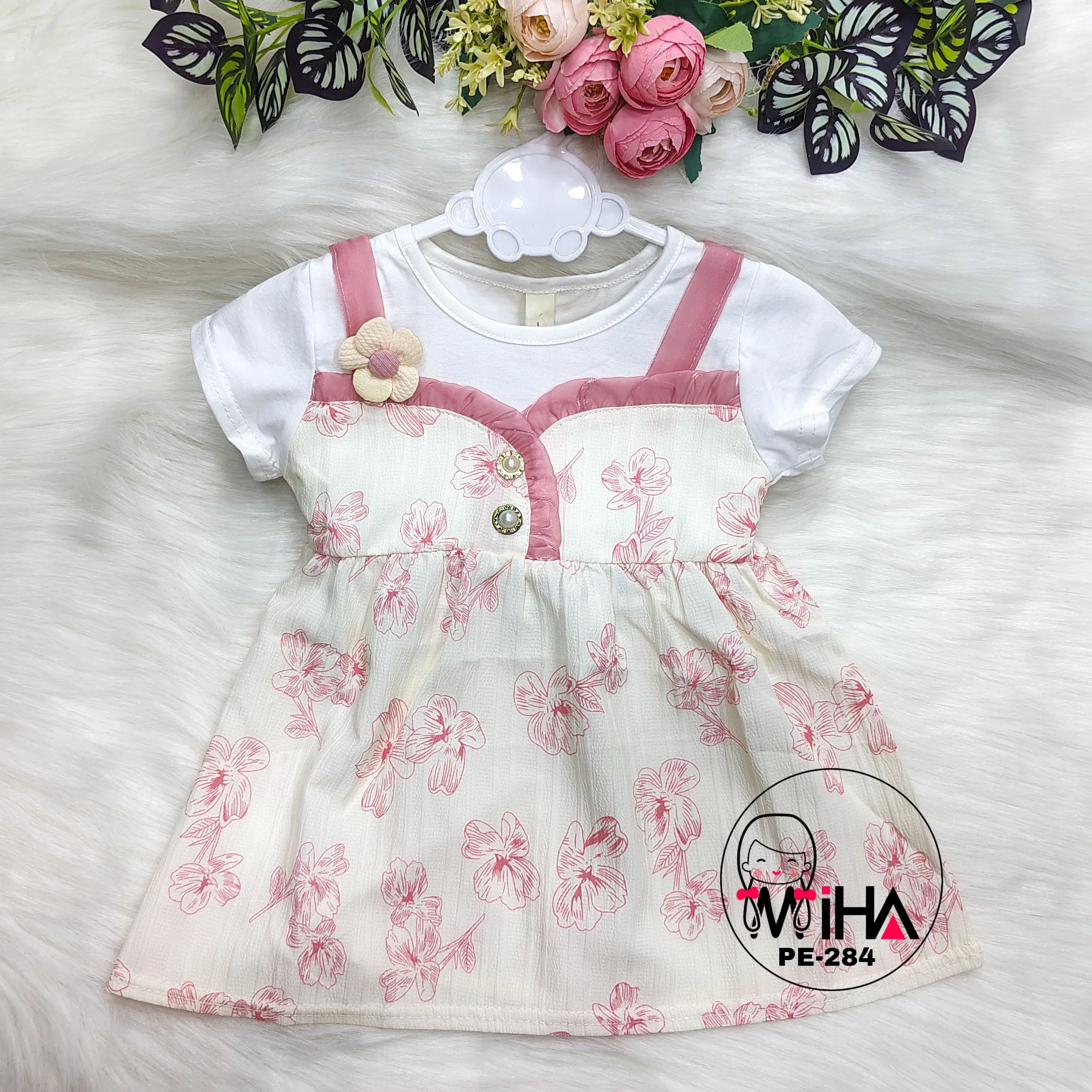 Crepe cotton flower printed dress